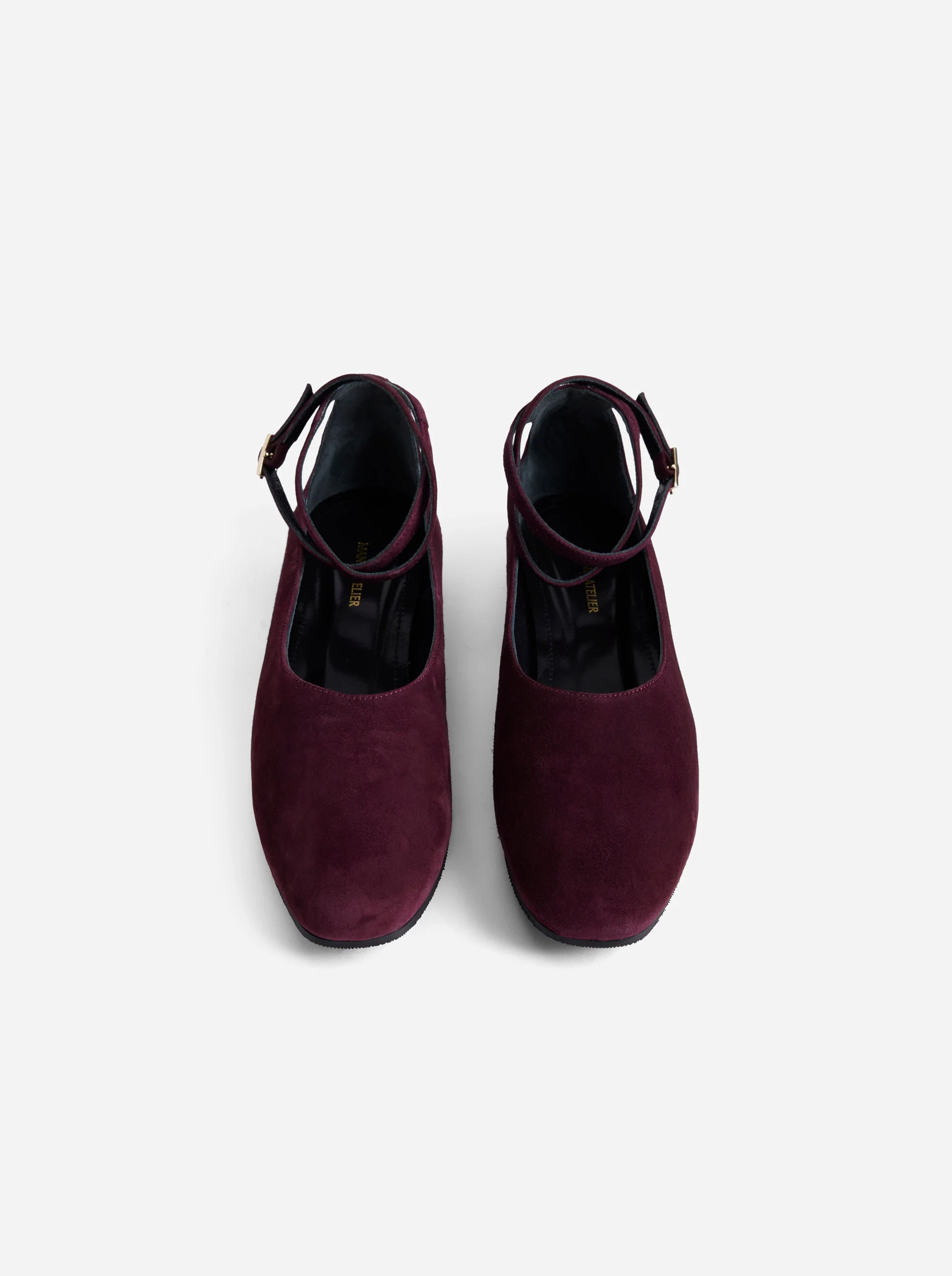 Manu Ballet Flats With Cross Over Ankle Strap Merlot Suede - Image 2