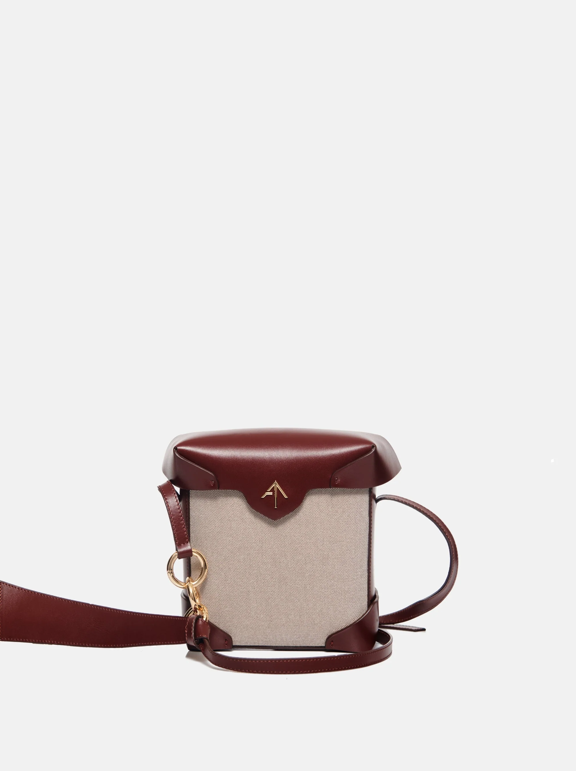 Mini Pristine Beige Canvas & Reddish Brown